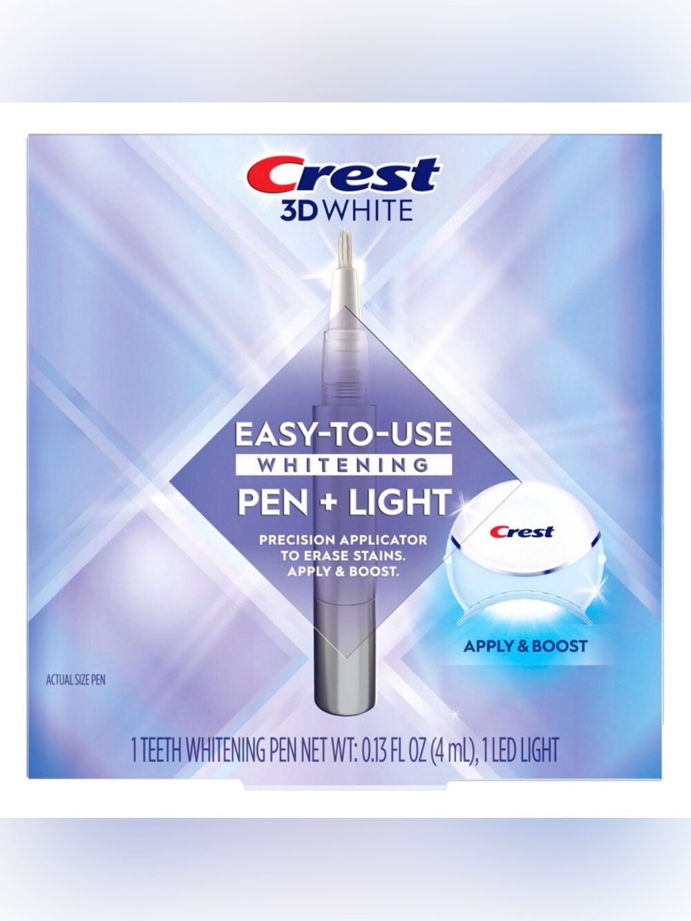 NWT Crest 3D White Easy-to-Use Teeth Whitening Pen + LED Light Kit | New Sealed
